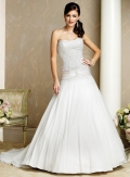 A-line Strapless Chiffon Over Satin Wedding Dresses (ms0158)