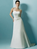 A-line Strapless Chiffon Over Satin Wedding Dresses (ms0157)