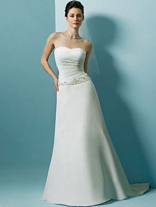 A-line Strapless Chiffon Over Satin Wedding Dresses (ms0157)