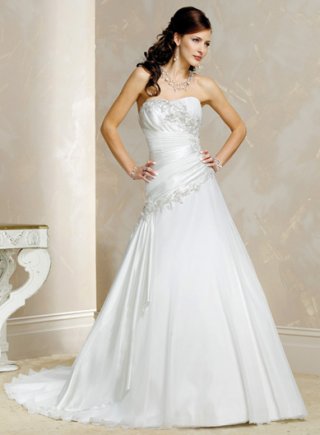 A-line Strapless Chiffon Satin Wedding Dresses (ms0156)