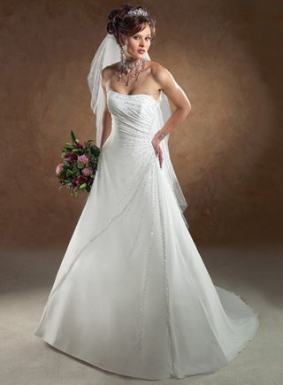 A-line Strapless Chiffon Wedding Dresses (ms0155)