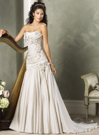 A-line Strapless Chiffon Wedding Dresses (ms0153)