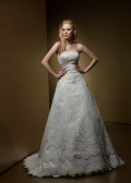 A-line Strapless Empire Chapel Train Lace Wedding Dresses (ms0148)