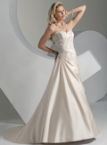 A-line Strapless Empire Chapel Train Satin Wedding Dresses (ms0145)