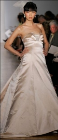 A-line Strapless Empire Chapel Train Satin Wedding Dresses (ms0141)