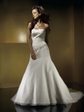 A-line Strapless Empire Chapel Train Satin Wedding Dresses (ms0139)
