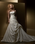 A-line Strapless Empire Chapel Train Satin Wedding Dresses (ms0138)