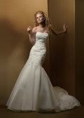 A-line Strapless Empire Chapel Train Satin Wedding Dresses (ms0137)
