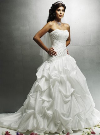 A-line Strapless Empire Pick-up Taffeta Wedding Dresses (ms0129)