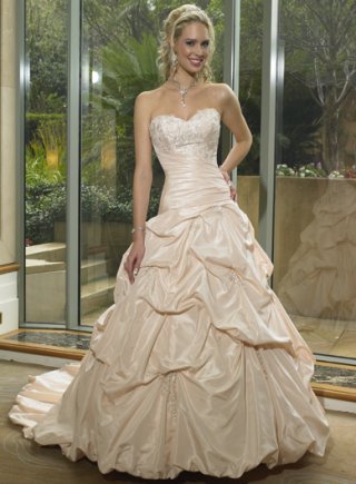 A-line Strapless Empire Pick-up Taffeta Wedding Dresses (ms0128)