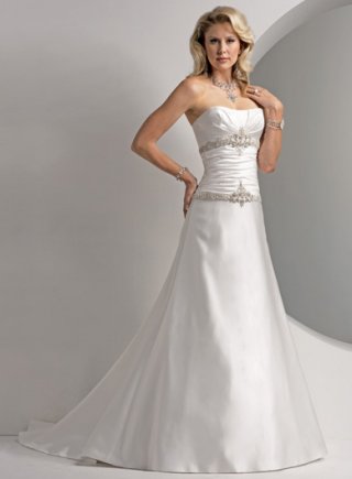 A-line Strapless Empire Satin Wedding Dresses (ms0125)