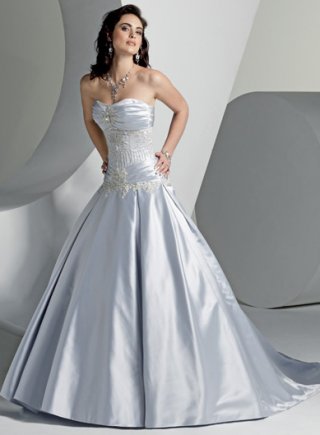 A-line Strapless Empire Satin Wedding Dresses (ms0124)