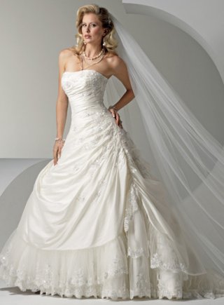 A-line Strapless Empire Satin Wedding Dresses (ms0123)