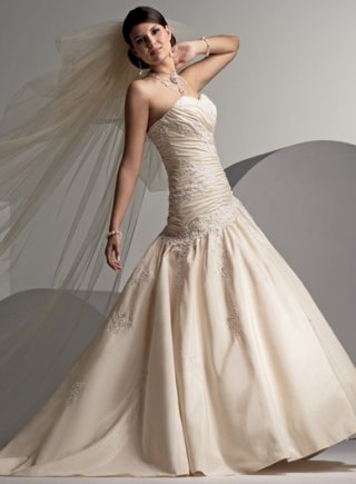 A-line Strapless Empire Satin Wedding Dresses (ms0122)
