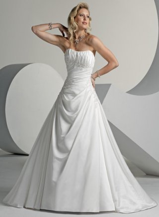 A-line Strapless Empire Satin Wedding Dresses (ms0121)
