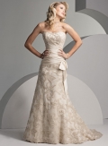 A-line Strapless Empire Sweep Train Lace Wedding Dresses (ms0119)