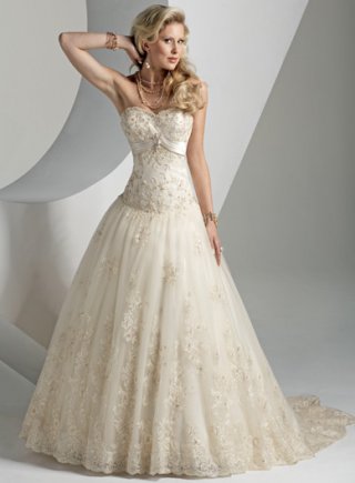 A-line Strapless Empire Sweetheart Lace Wedding Dresses (ms0118)