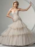 A-line Strapless Empire Tiered Tulle Wedding Dresses (ms0116)