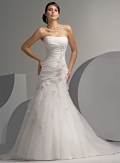 A-line Strapless Empire Tulle Wedding Dresses (ms0114)