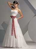 A-line Strapless Empire Tulle Wedding Dresses (ms0113)
