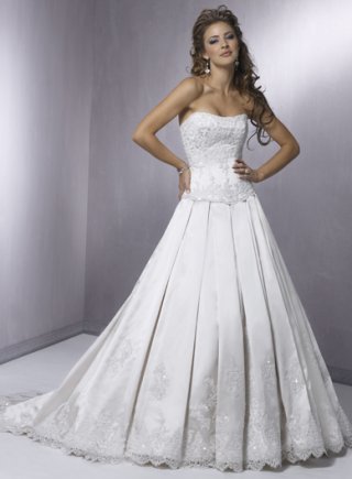 A-line Strapless Faux two-piece Satin Wedding Dresses (ms0112)