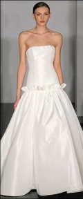 A-line Strapless Low Dropped Chapel Train Faille Wedding Dresses (ms0109)