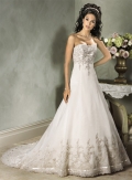 A-line Strapless Organza Lace Wedding Dresses (ms0108)