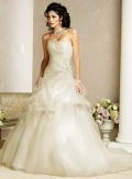 A-line Strapless Pick up Skirt Organza Wedding Dresses (ms0105)