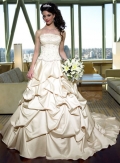 A-line Strapless Pick-up Satin Wedding Dresses (ms0101)