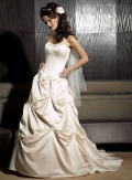 A-line Strapless Pick-up Satin Wedding Dresses (ms0080)
