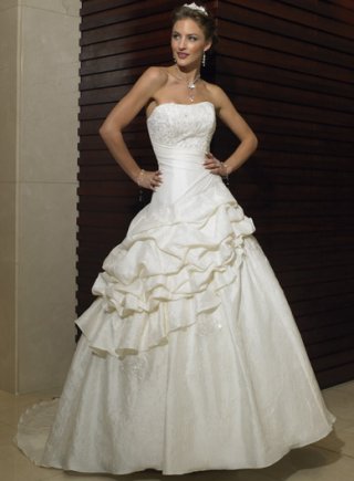 A-line Strapless Pick-up Satin Wedding Dresses (ms0079)
