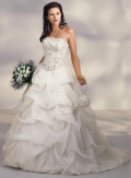 A-line Strapless Pick-up Tulle Wedding Dresses (ms0074)