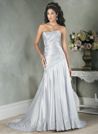 A-line Strapless Satin Lace Wedding Dresses (ms0071)