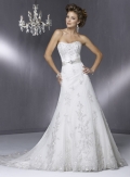 A-line Strapless Satin Lace Wedding Dresses (ms0069)