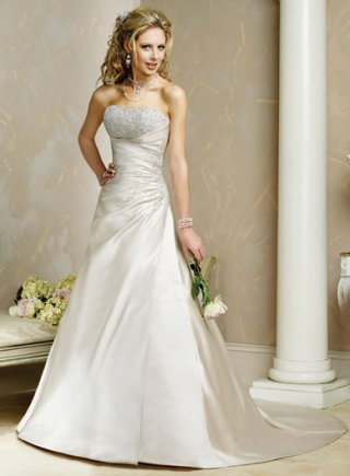 A-line Strapless Satin Wedding Dresses (ms0068)
