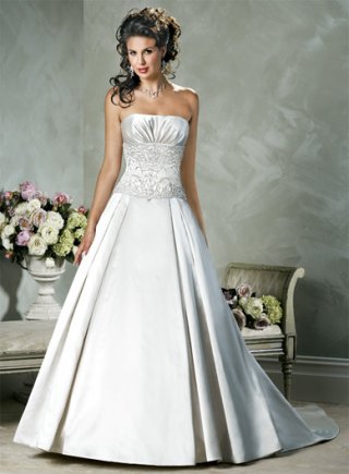 A-line Strapless Satin Wedding Dresses (ms0063)
