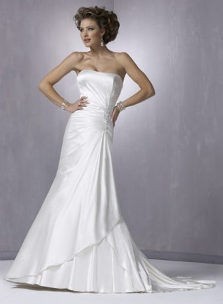 A-line Strapless Satin Wedding Dresses (ms0062)