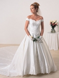 Off-the-shoulder A-line Satin Tulle Wedding Dresses (yz0289)
