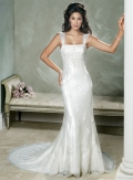 Sheath Cap Sleeve Satin Wedding Dresses (wd0009)