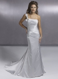 Sheath One-shoulder Neckline Satin Wedding Dresses (wd0011)