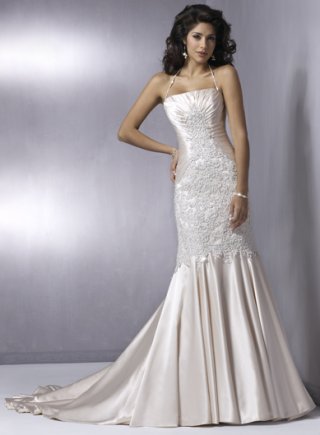 Sheath Strapless Halter Satin Wedding Dresses (yz0251)