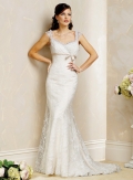 Sheath Sweetheart Satin Lace Wedding Dresses (wd0018)