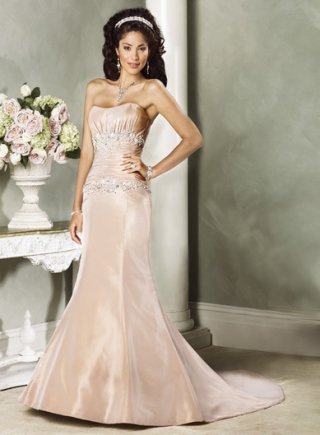Sheath Trumpet Strapless Taffeta Wedding Dresses (wd0019)