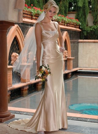 Shoulder Strap Sheath Corset Closure Satin Wedding Dresses (wd0022)