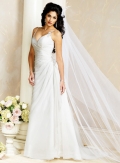 Slim A-line Plunging Neckline Chiffon Lace Wedding Dresses (wd0043)