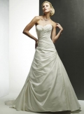 Slim A-line Strapless Sweetheart Chapel Train Taffeta Gowns (wd0084)