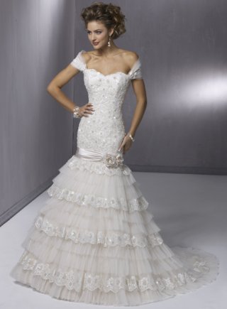 Slim A-line Strapless Sweetheart Satin Tulle Wedding Dresses (yz0286)
