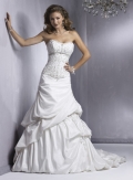 Slim A-line Strapless Taffeta Wedding Dresses (wd0096)