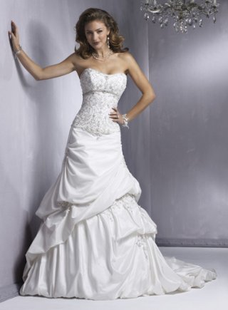 Slim A-line Strapless Taffeta Wedding Dresses (wd0096)