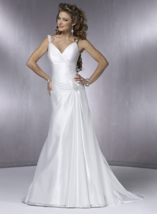 Slim A-line Sweetheart Neckline Satin Wedding Dresses (wd0111)